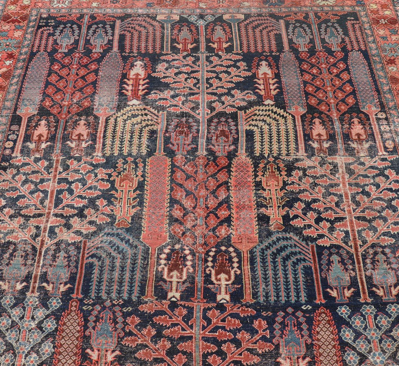 Hand-Knotted Antique Persian Bakhshaish Rug with All-Over Tree and Willow Design For Sale