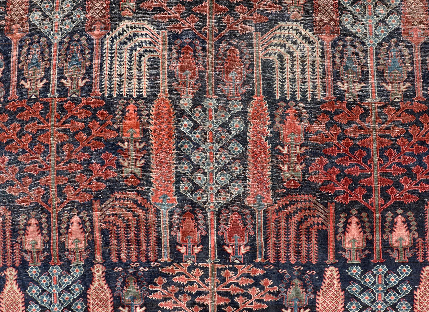 Antique Persian Bakhshaish Rug with All-Over Tree and Willow Design In Good Condition For Sale In Atlanta, GA