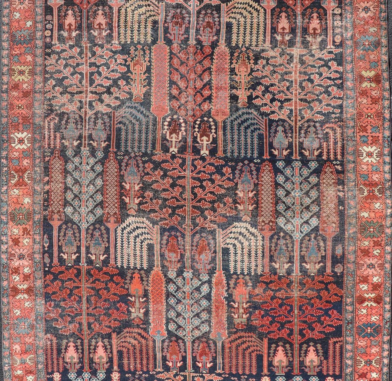 Wool Antique Persian Bakhshaish Rug with All-Over Tree and Willow Design For Sale