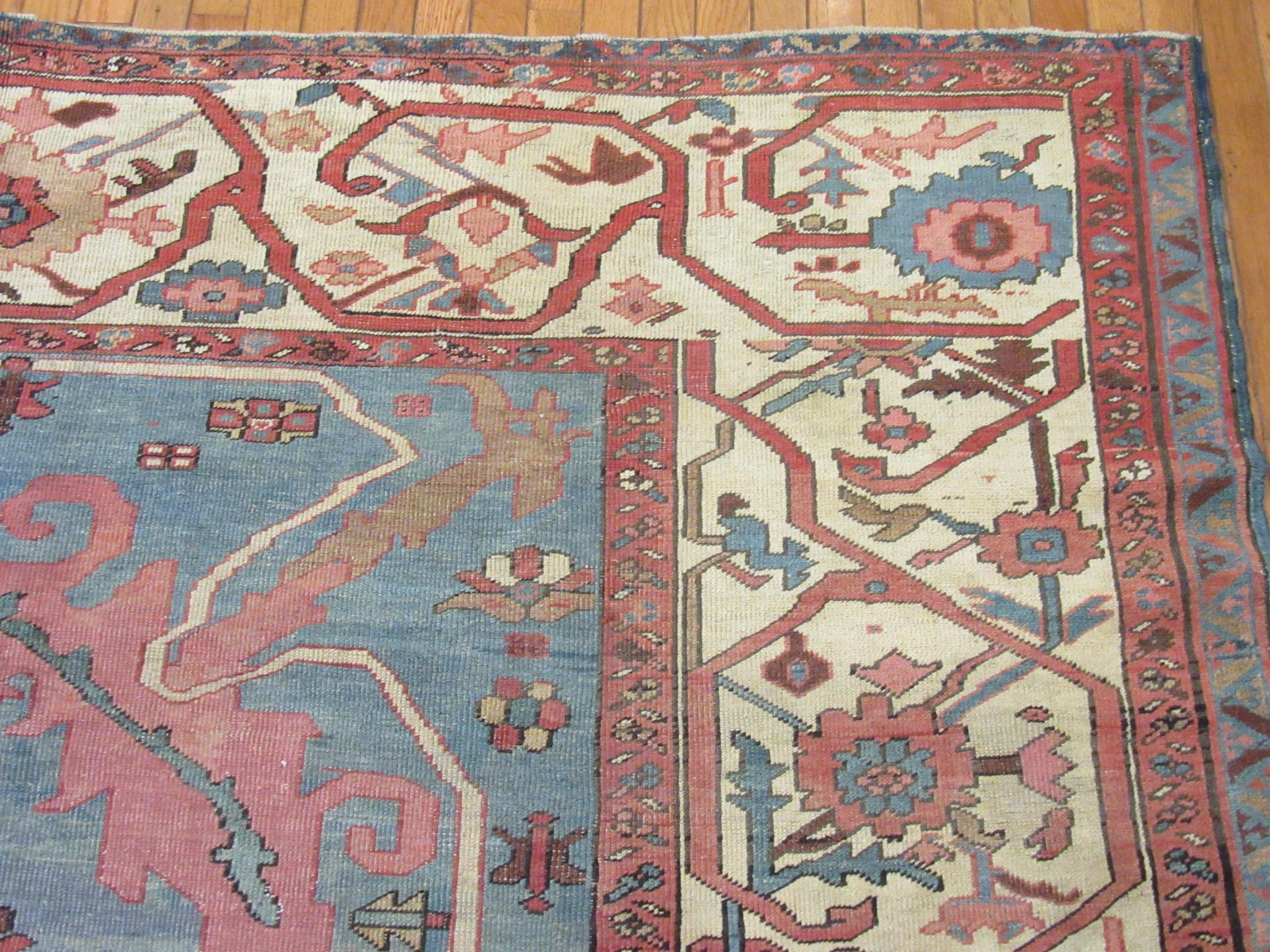 Large Antique Hand Knotted Wool  Persian Bakhshayesh Rug For Sale 8