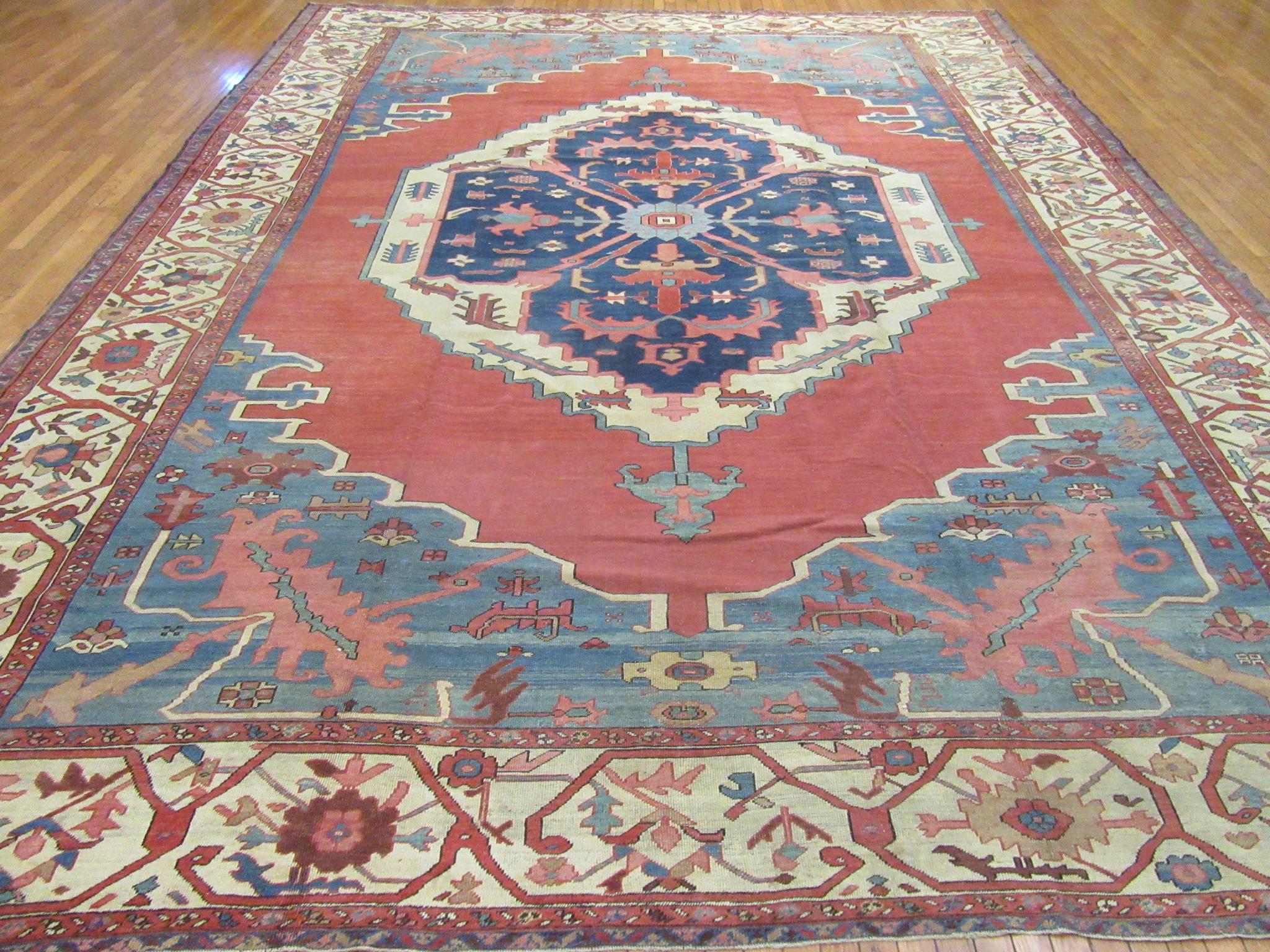 Late 19th Century Large Antique Hand Knotted Wool  Persian Bakhshayesh Rug For Sale