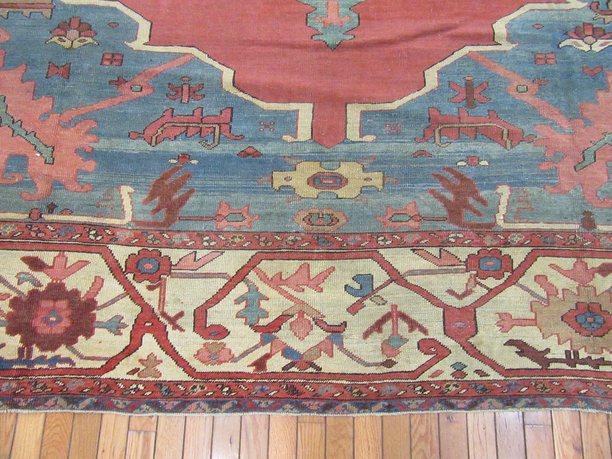 Large Antique Hand Knotted Wool  Persian Bakhshayesh Rug For Sale 1
