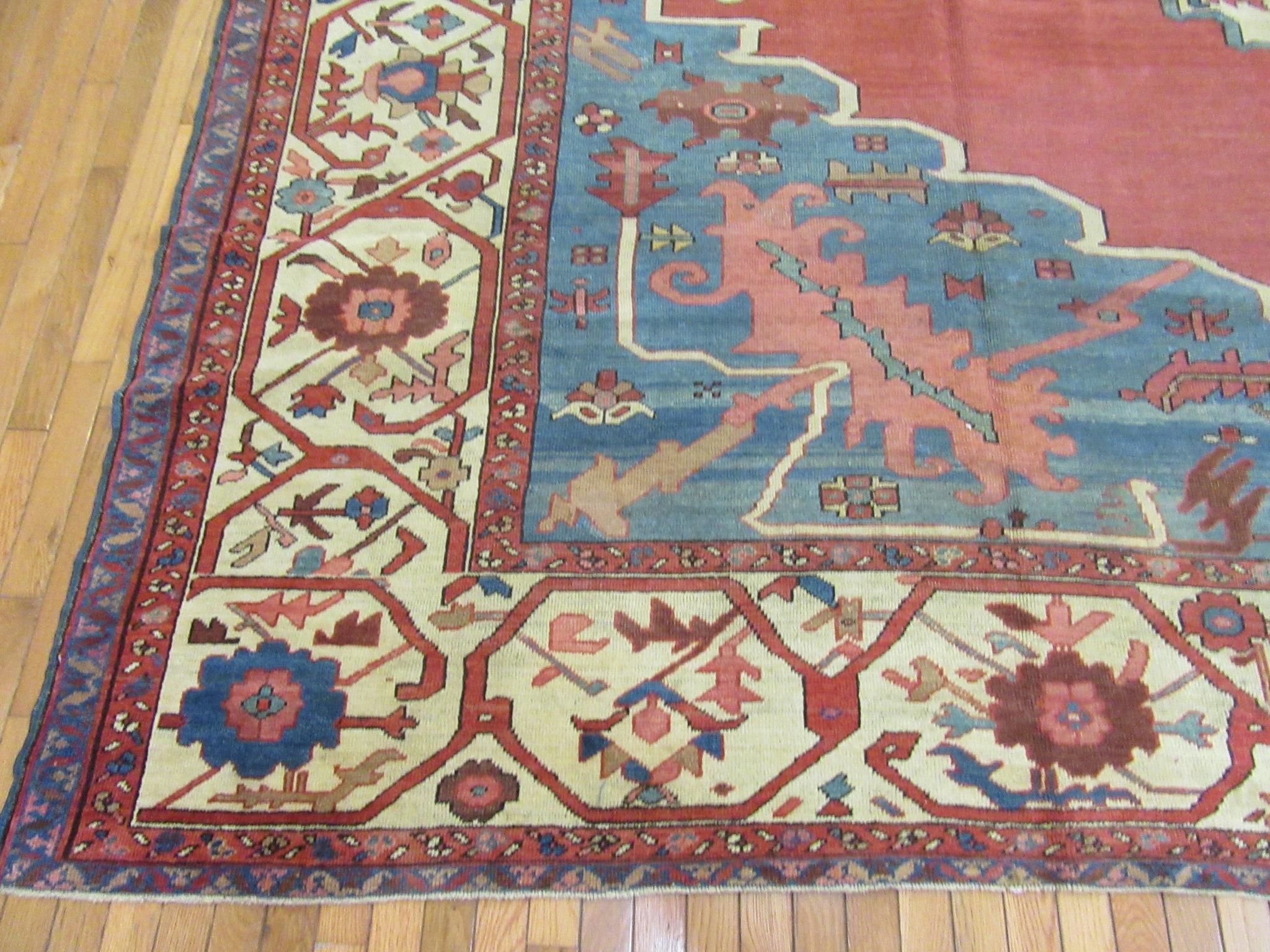 Large Antique Hand Knotted Wool  Persian Bakhshayesh Rug For Sale 2