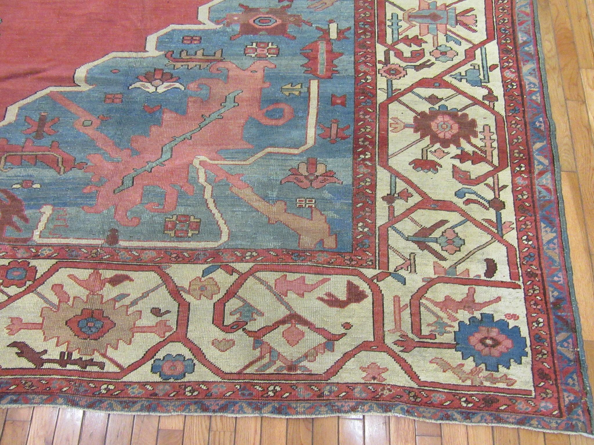 Large Antique Hand Knotted Wool  Persian Bakhshayesh Rug For Sale 3