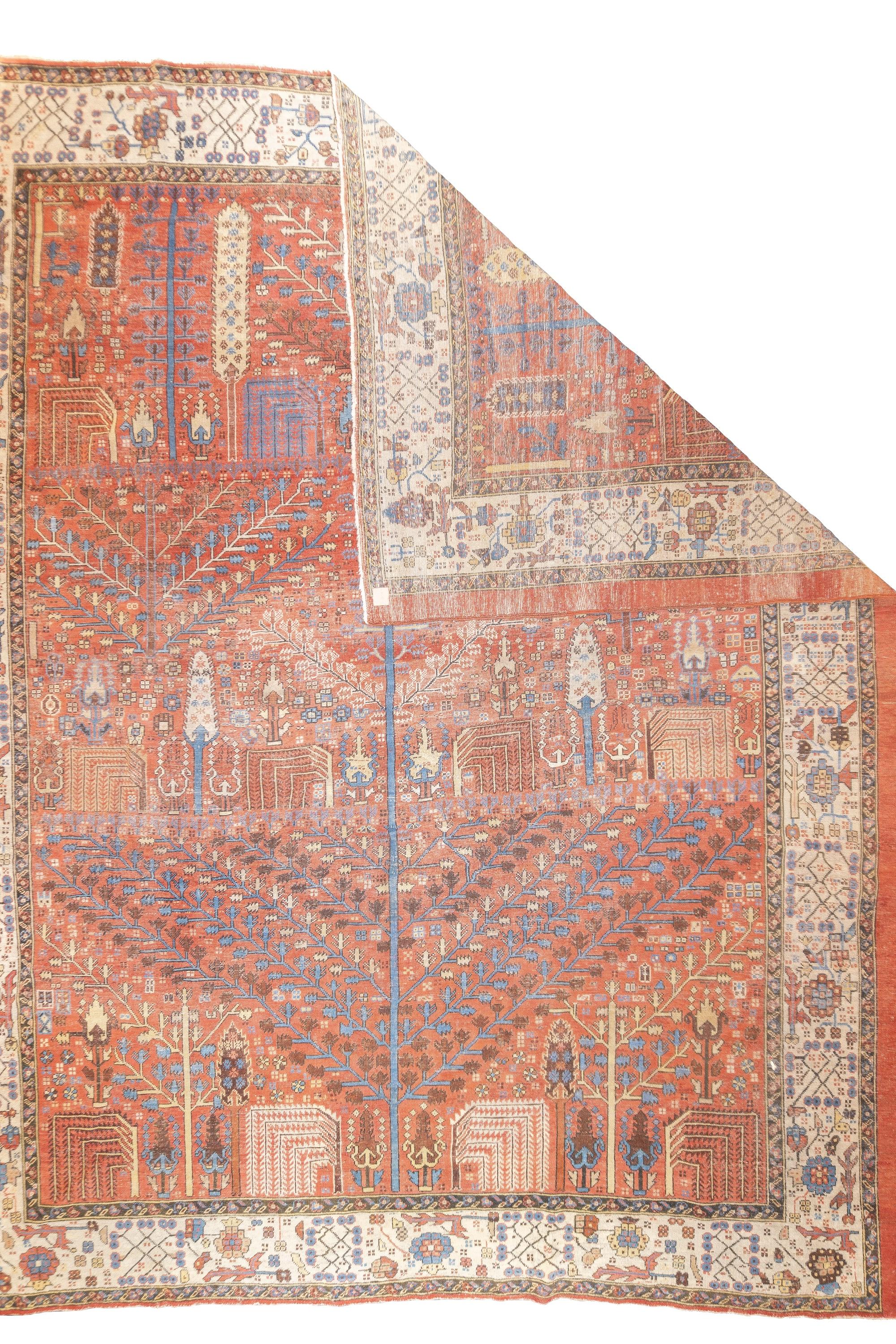 Antiker persischer Bakhshayesh-Teppich 9'5'' x 11'4''. Eine Art von Heriz, im Allgemeinen in quadratischen Formaten, Allover-Muster und groben bis mittleren Bindungen, Wolle oder Mischgewebe; gewebt vor 1900. Der Begriff wird oft auf frühe