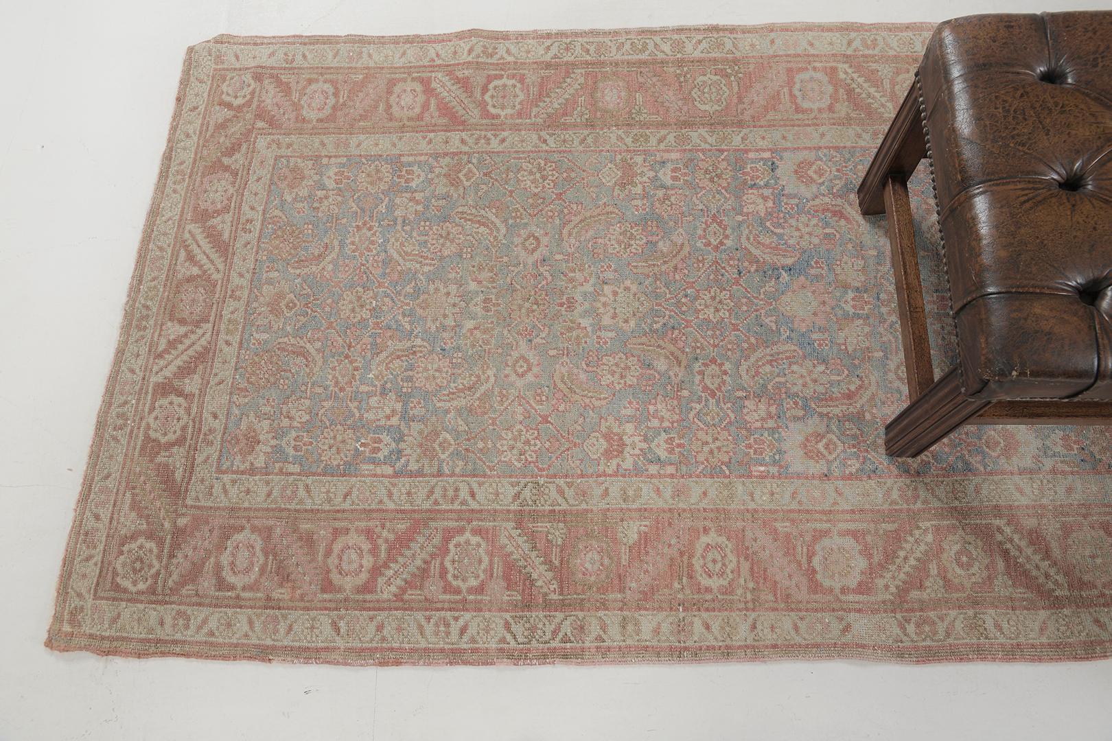 Antique Persian Bakhsyayesh by Mehraban Rugs In Good Condition For Sale In WEST HOLLYWOOD, CA