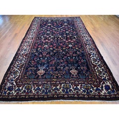 Antique Persian Bakhtiar Good Condition Longer Shape Worn Down Hand Knotted Rug
