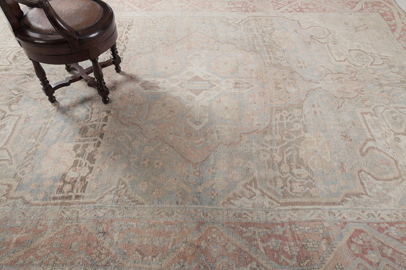 Hand-Knotted Antique Persian Bakhtiar Rug For Sale
