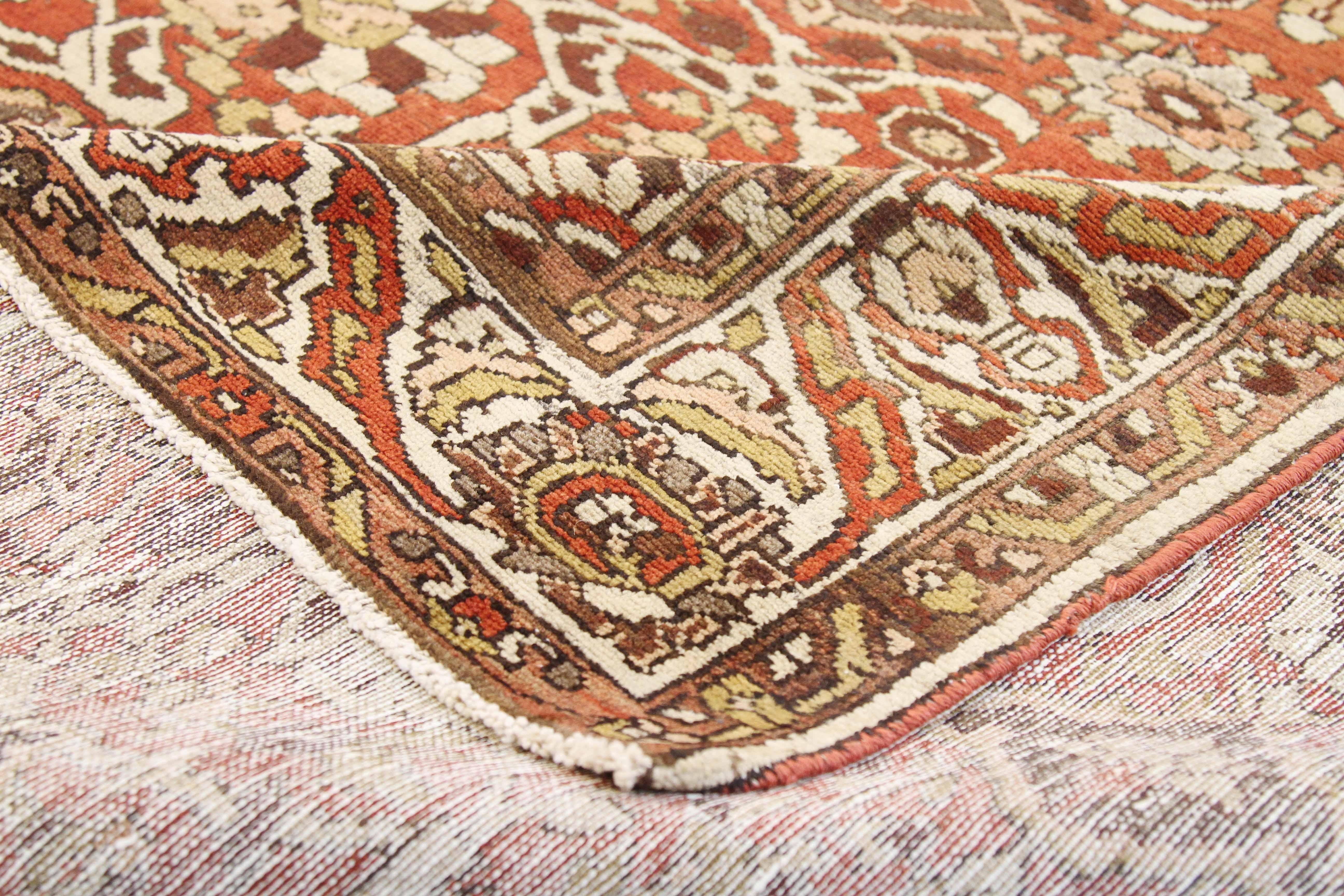 Other Antique Persian Bakhtiar Rug with Brown & Red Floral Field For Sale