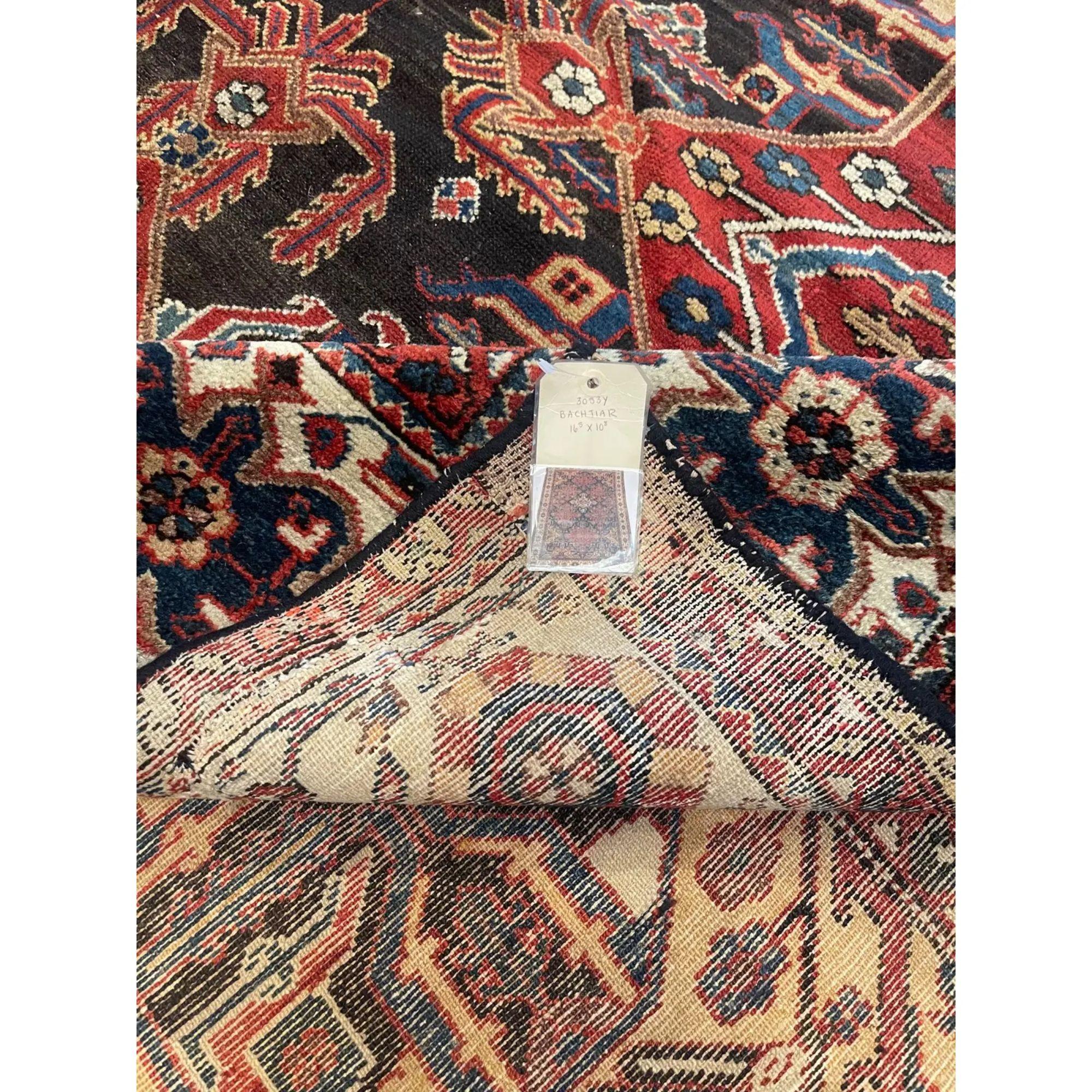 Unknown Antique Persian Bakhtiar Rug With Geometric Medallion - 16'5'' X 10'8'' For Sale