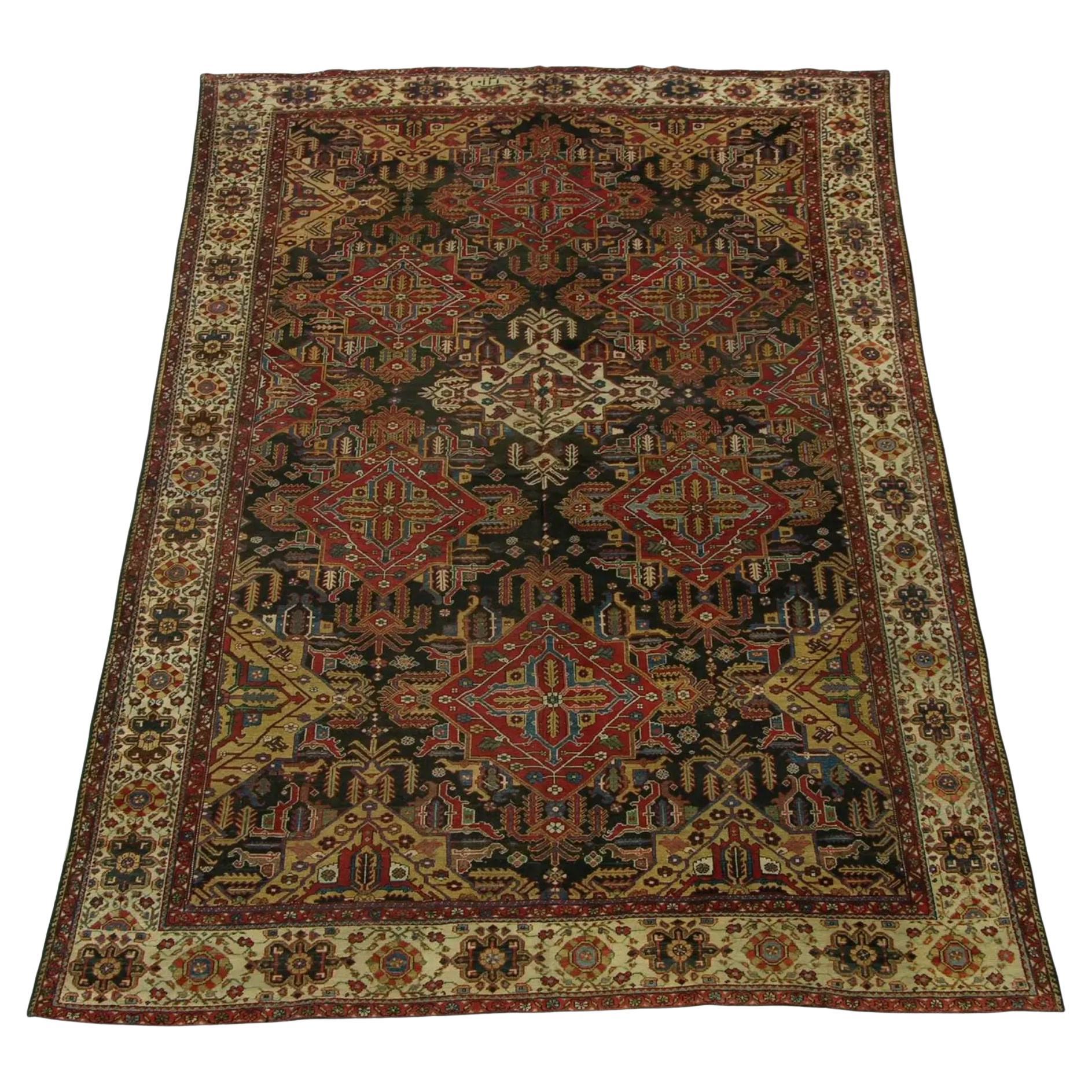 Antique Persian Bakhtiar Rug With Geometric Medallion - 16'5'' X 10'8'' For Sale