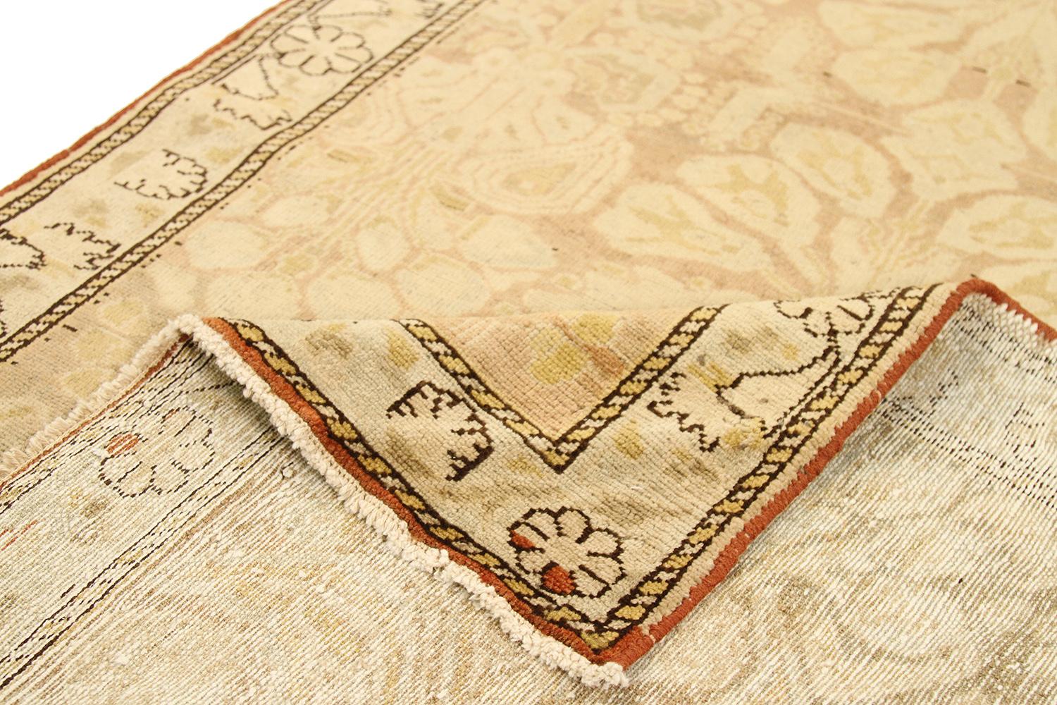 Other Antique Persian Bakhtiar Runner Rug with Faded Floral Details in Brown and Ivory For Sale