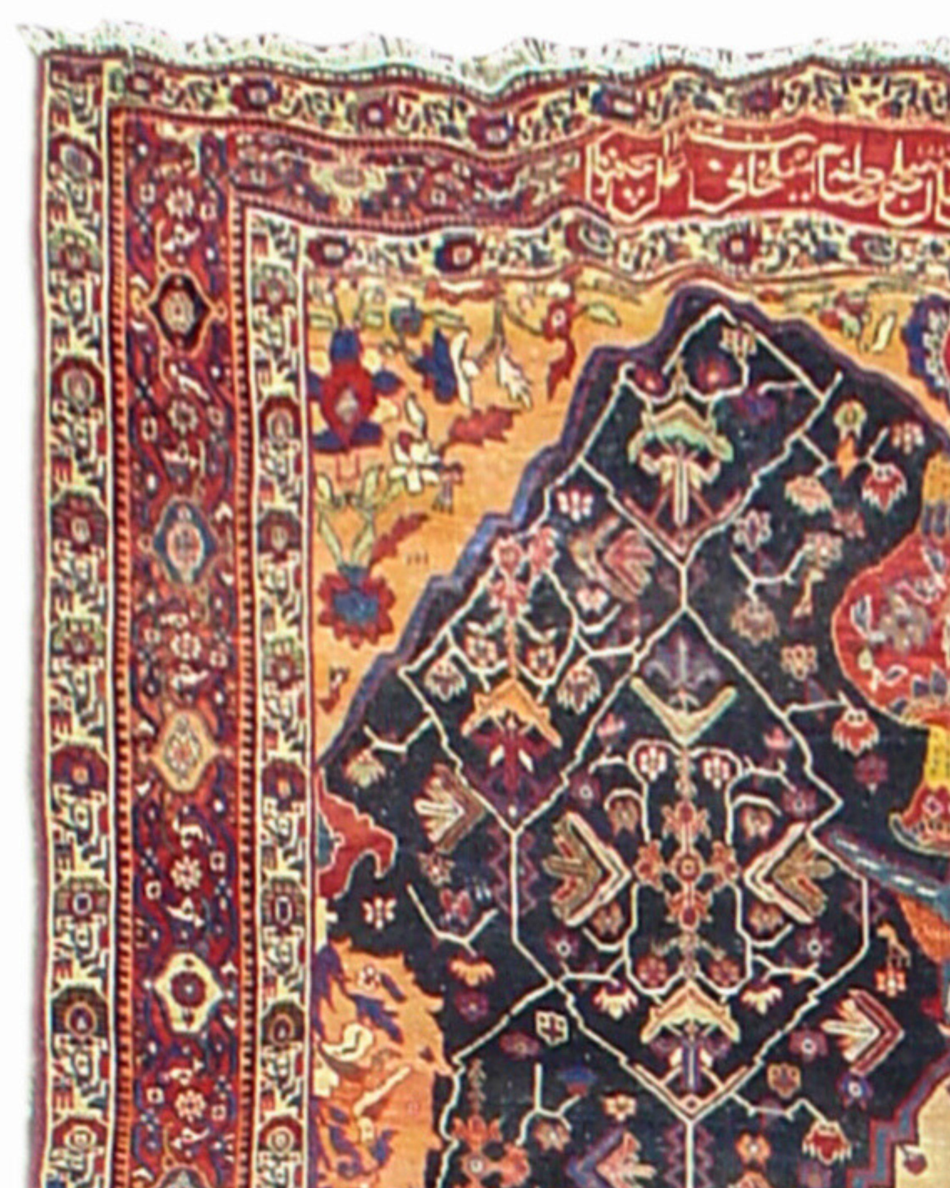 Hand-Knotted Antique Persian Bakhtiari Carpet Rug, Early 20th Century For Sale