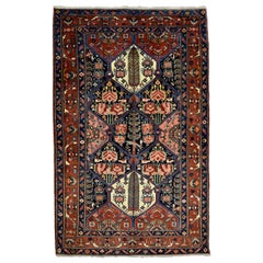 Antiquities 1920s Persian Bakhtiari Wool Rug, Classic Lozenge Design, 5' x 7'