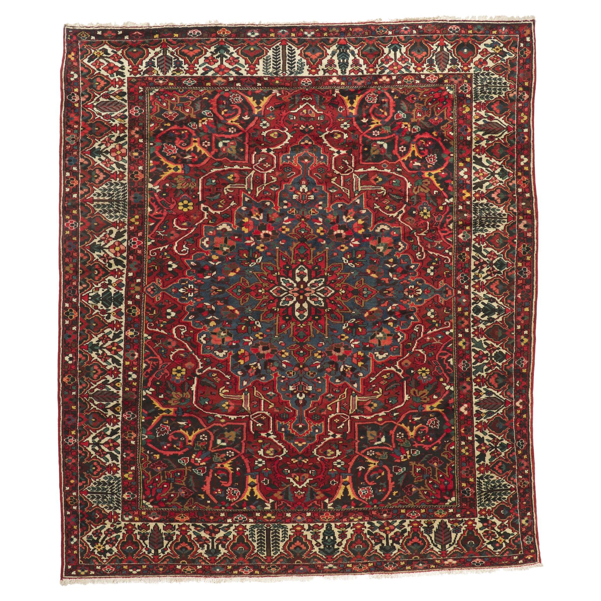 Antique Persian Bakhtiari Carpet with Traditional Style