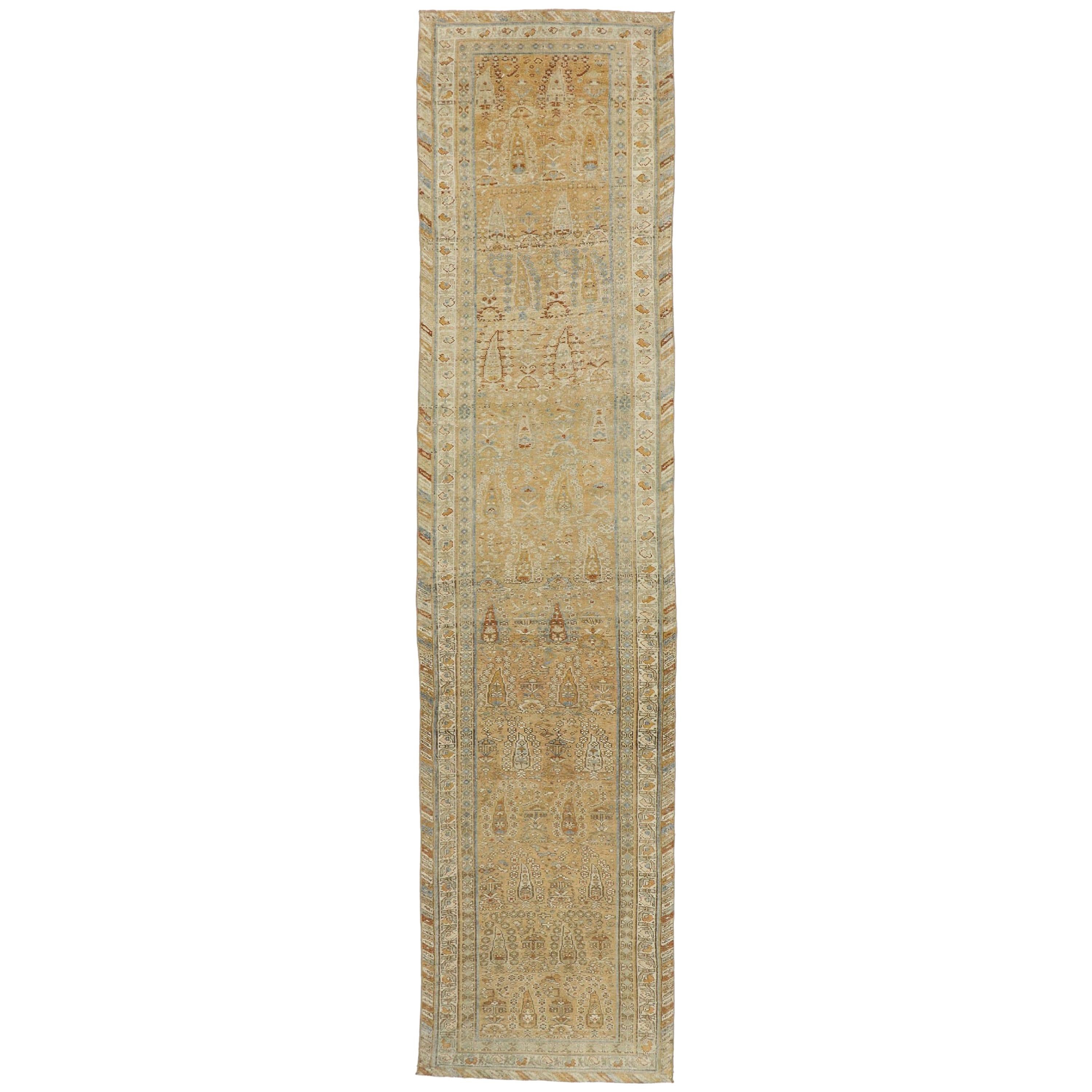 Antique Persian Bakhtiari Cypress Tree Runner with British Colonial Style For Sale