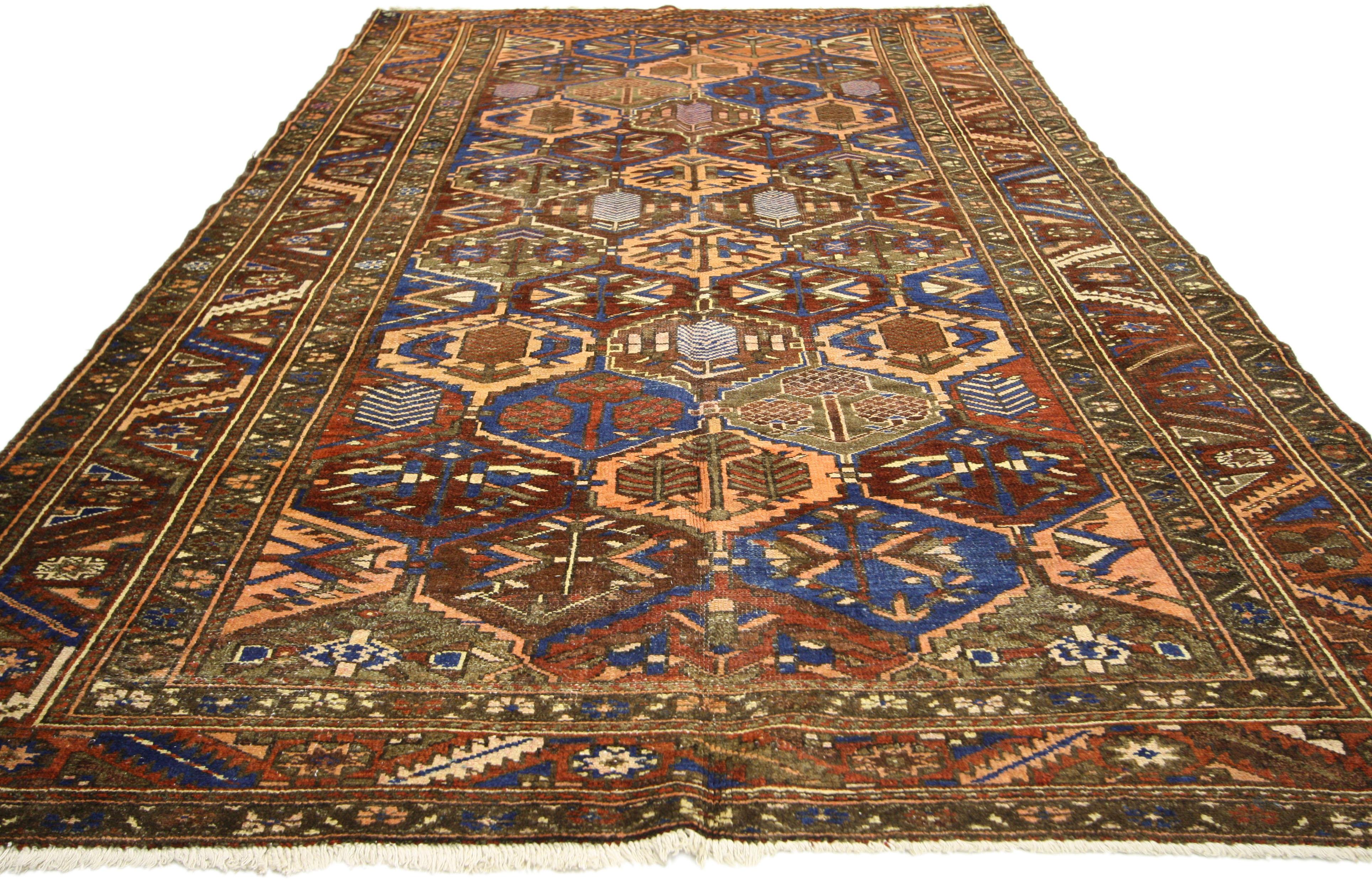 Modern Antique Persian Bakhtiari Rug, Biophilic Design Meets Beguiling Elegance For Sale