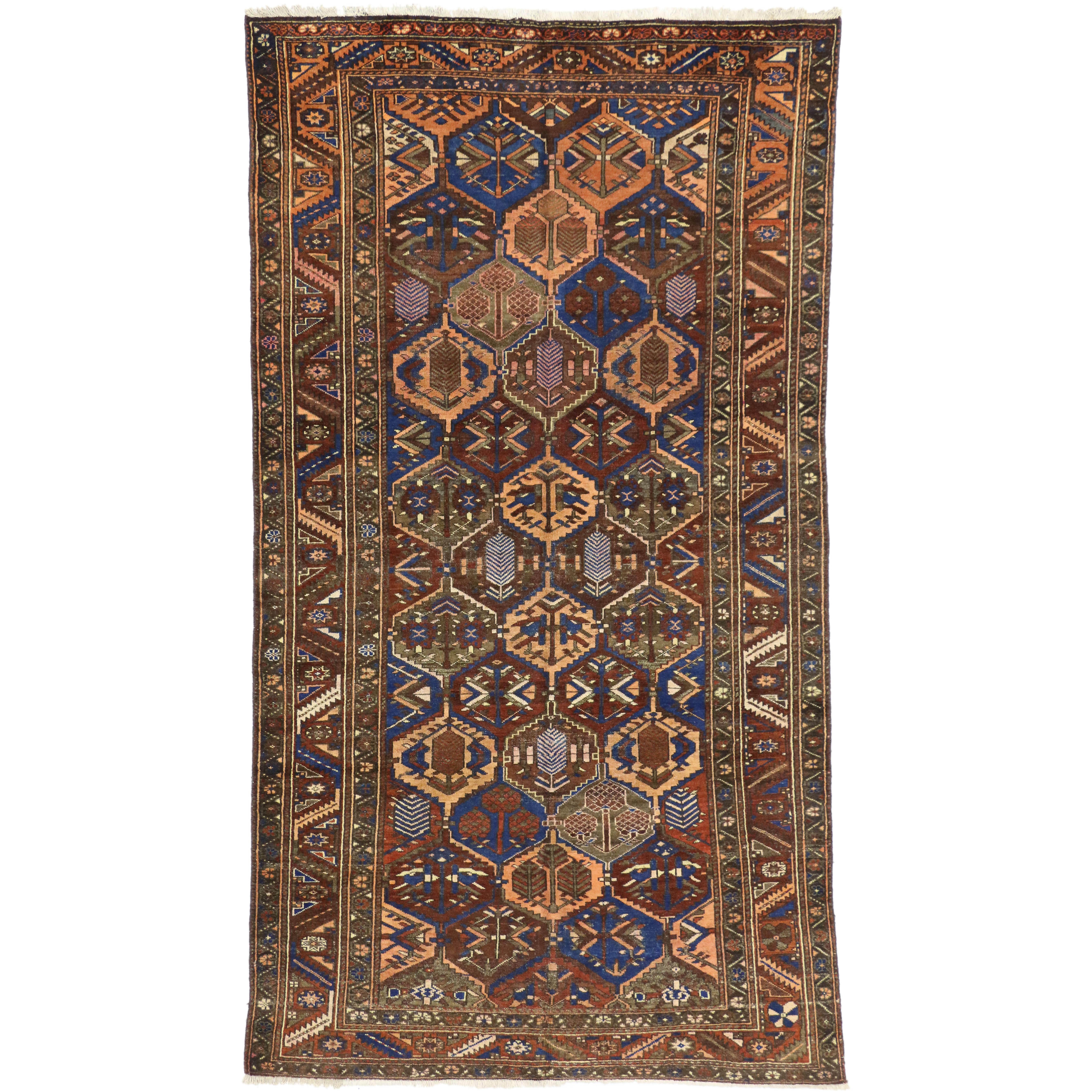 Antique Persian Bakhtiari Rug, Biophilic Design Meets Beguiling Elegance