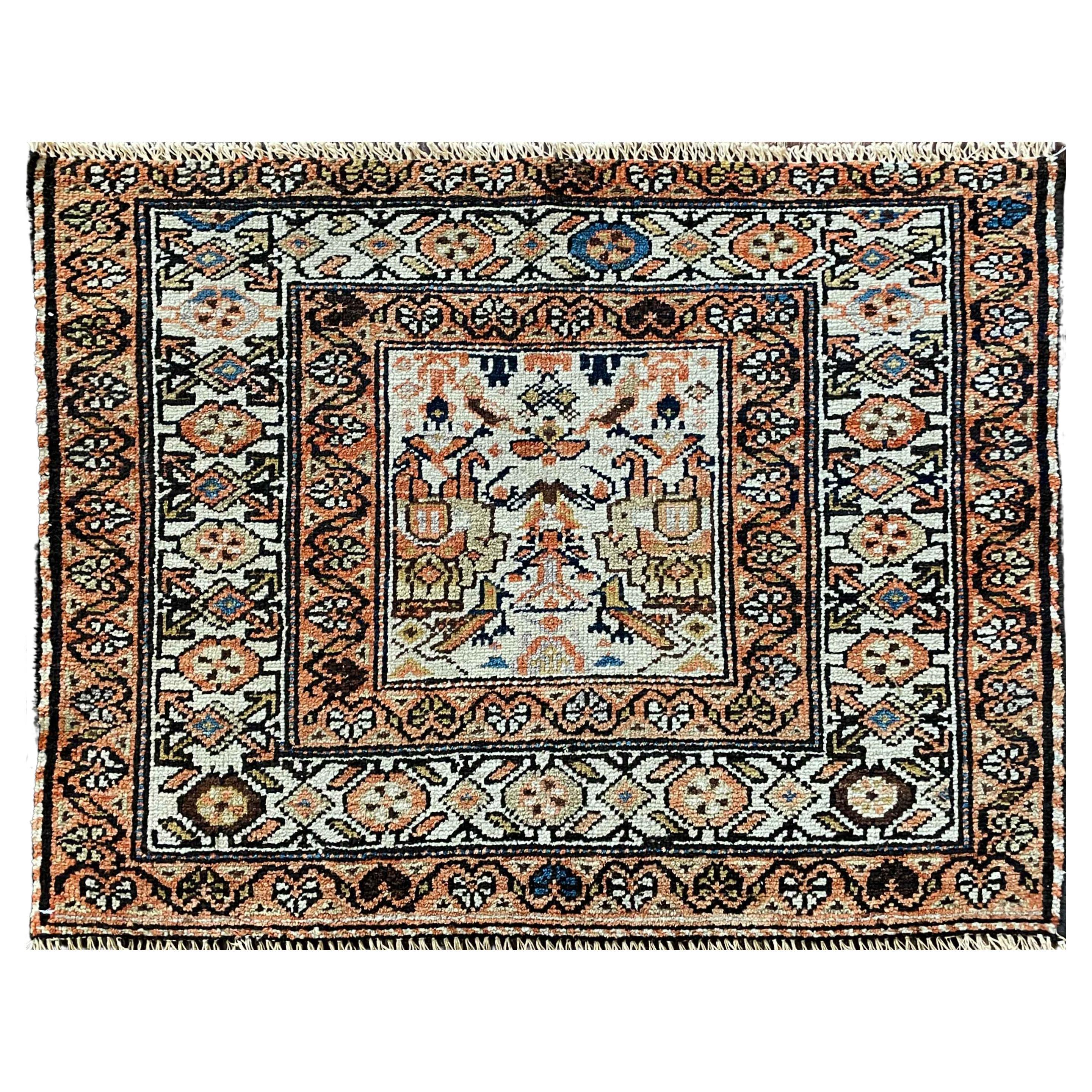 Antiker persischer Bachtiari-Teppich, Der Prinz und seine Vogelgarde im Angebot