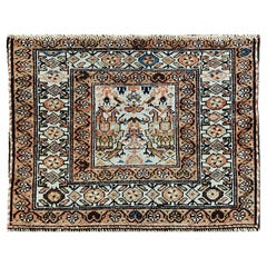 Antique Persian Bakhtiari rare Rug, The prince and His bird Guards