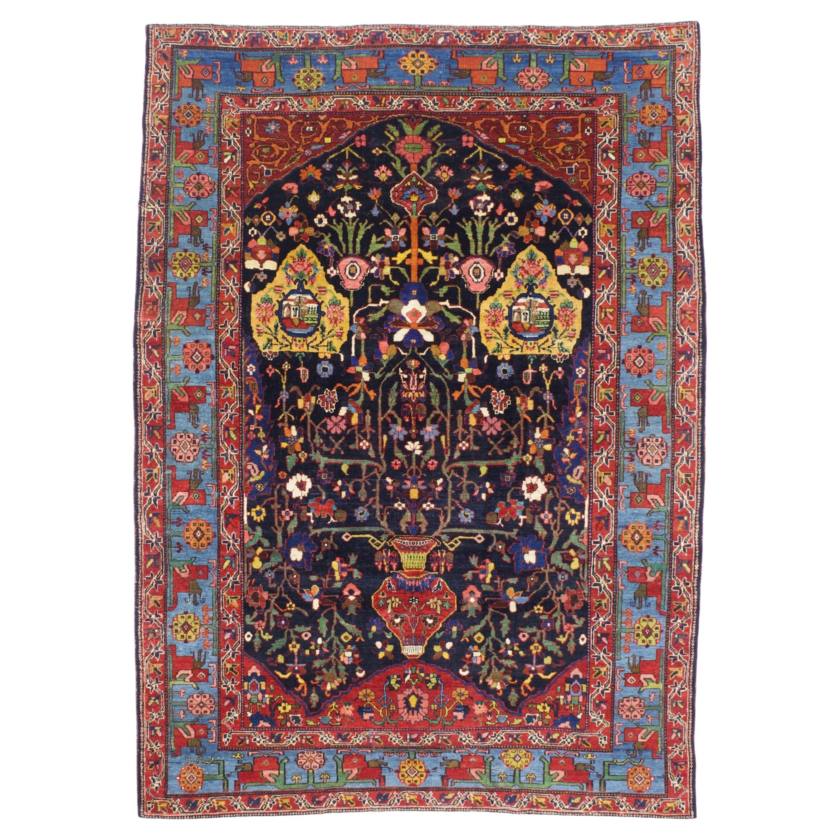Antike persische Bakhtiari Teppich 5'5" x 7'7" im Angebot