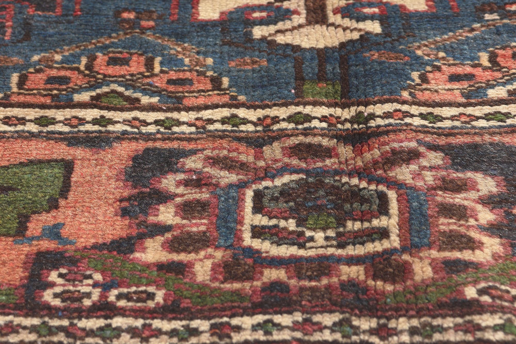 Antique Persian Bakhtiari Rug, Biophilic Design Meets Earth-Tone Decadence In Good Condition For Sale In Dallas, TX