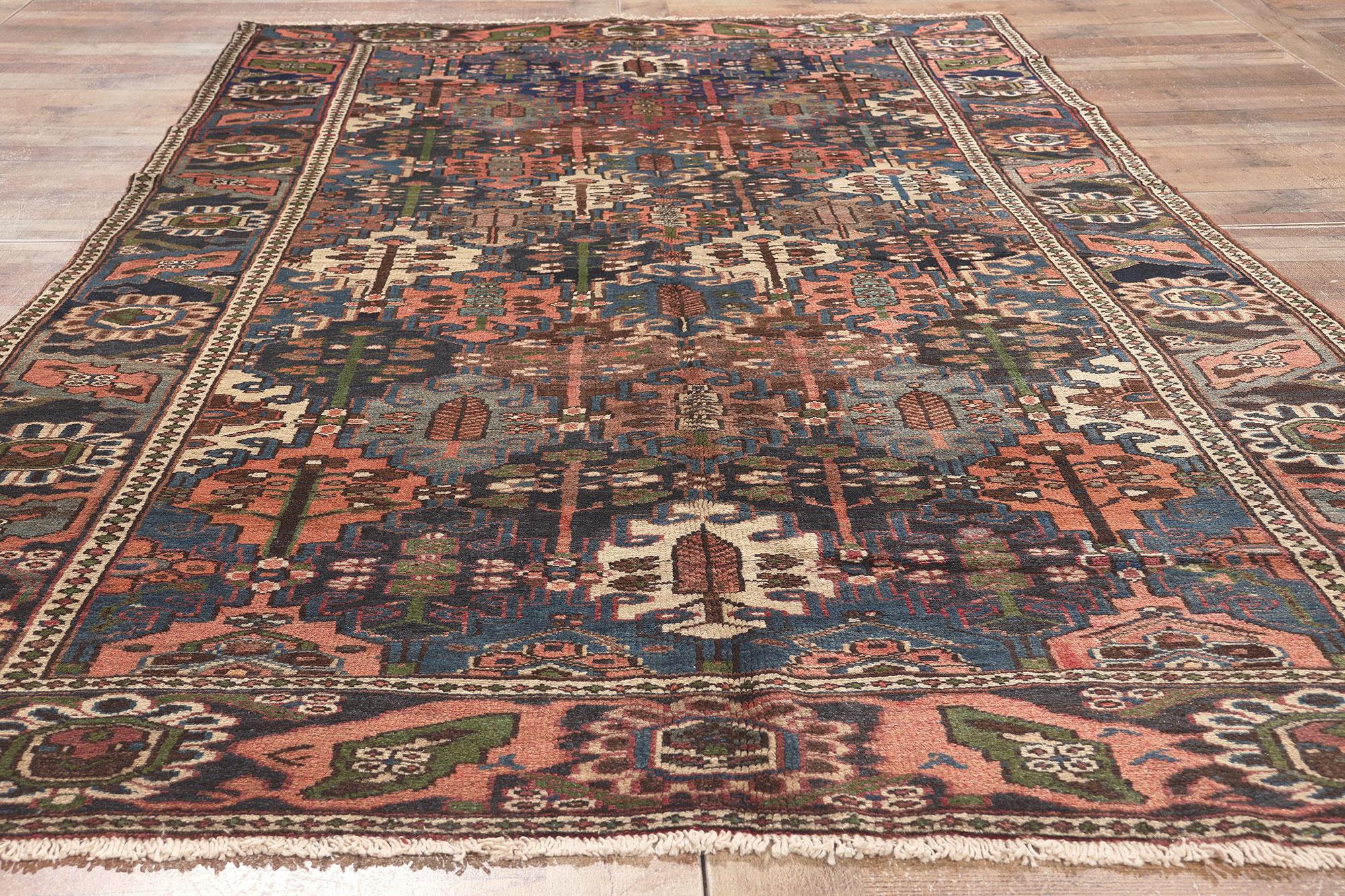 Antique Persian Bakhtiari Rug, Biophilic Design Meets Earth-Tone Decadence For Sale 1