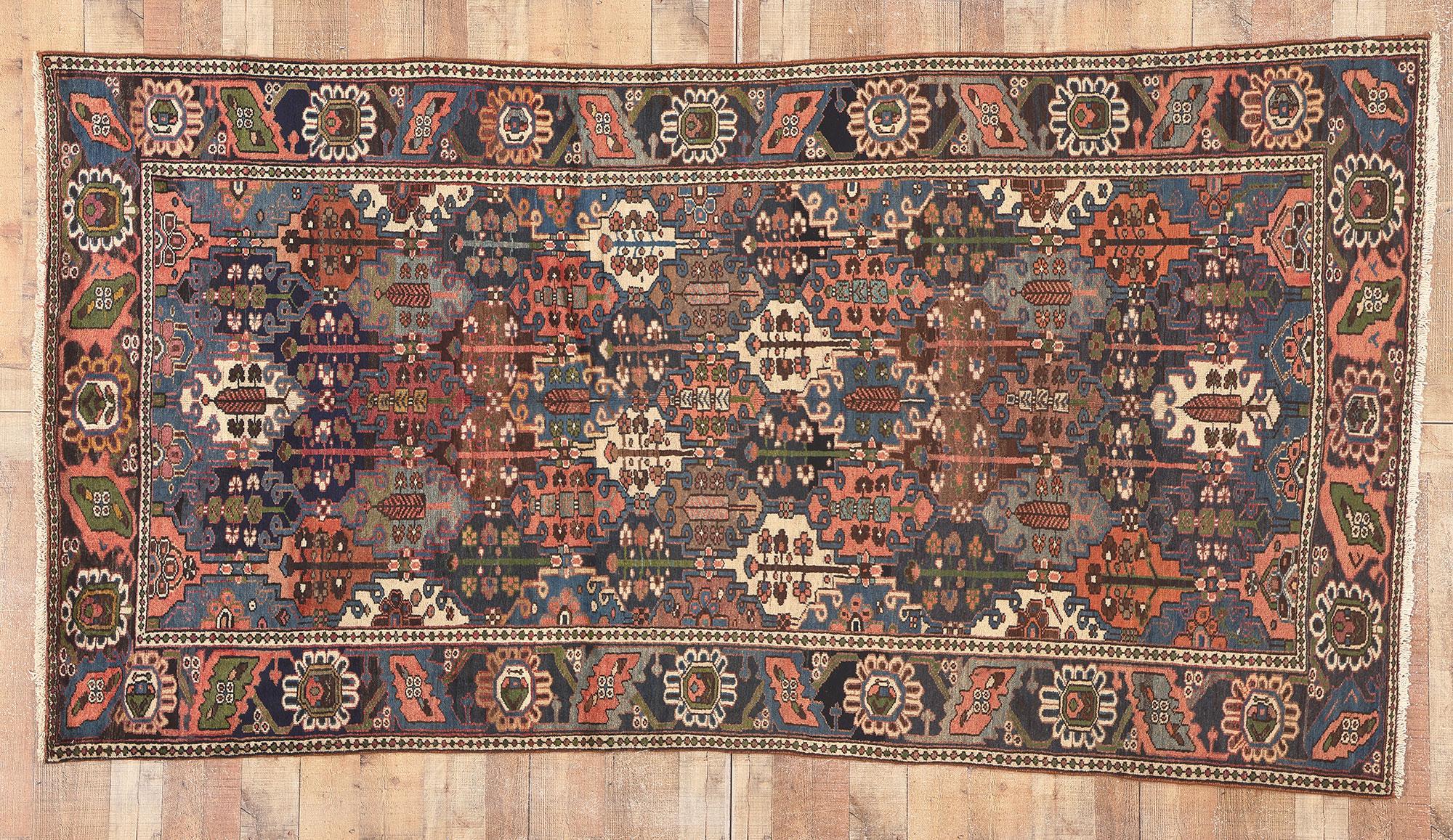 Antique Persian Bakhtiari Rug, Biophilic Design Meets Earth-Tone Decadence For Sale 2