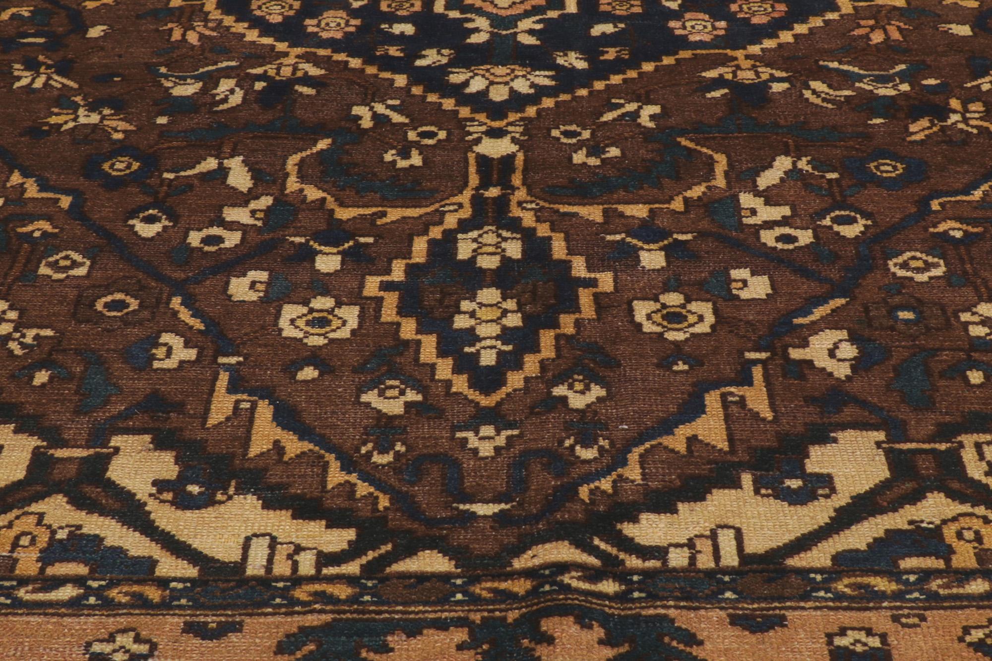 Antique Persian Bakhtiari Rug, Dark and Moody Meets Masculine Sophistication For Sale 2