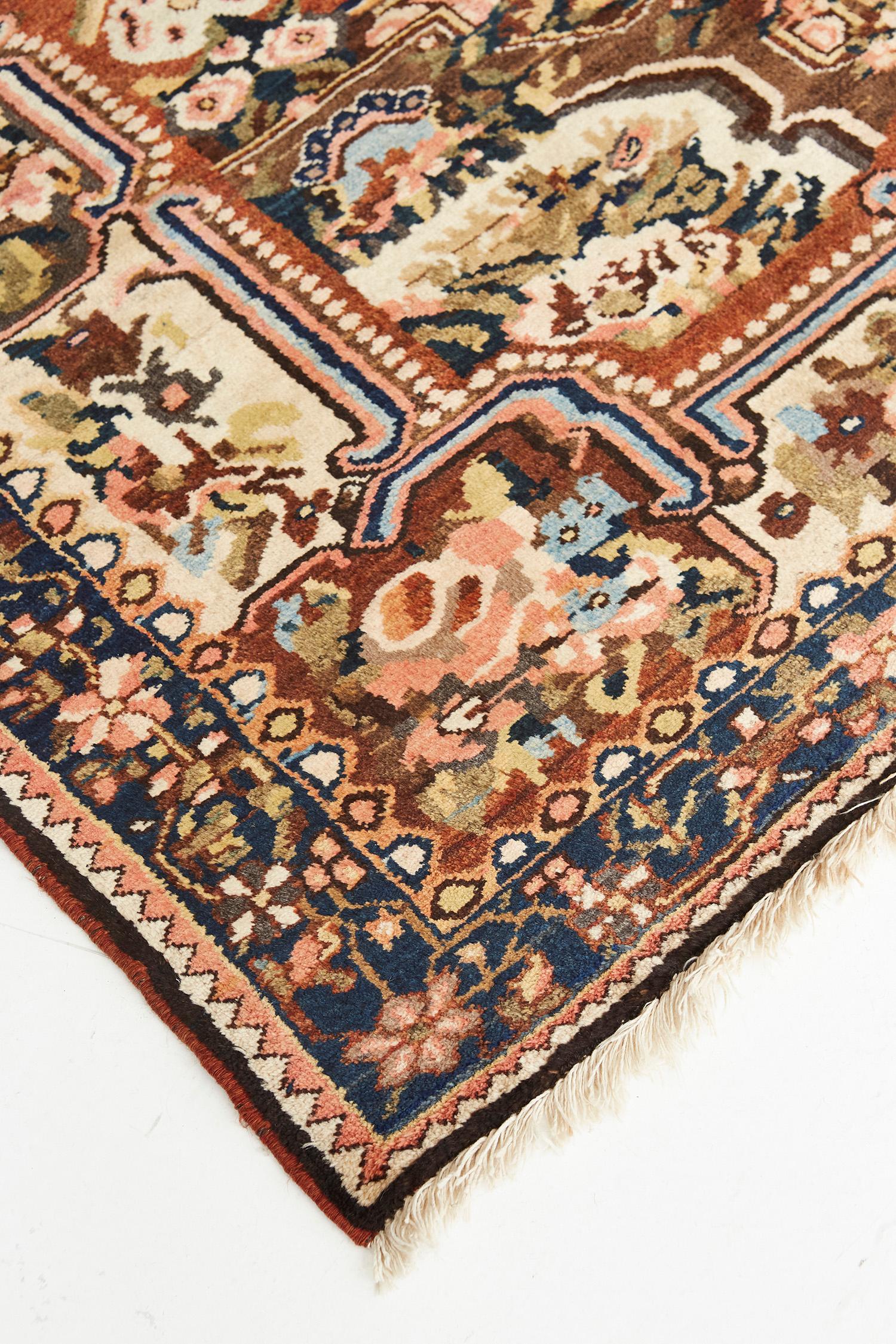Antique Persian Bakhtiari Rug Floral Design from Mehraban 4
