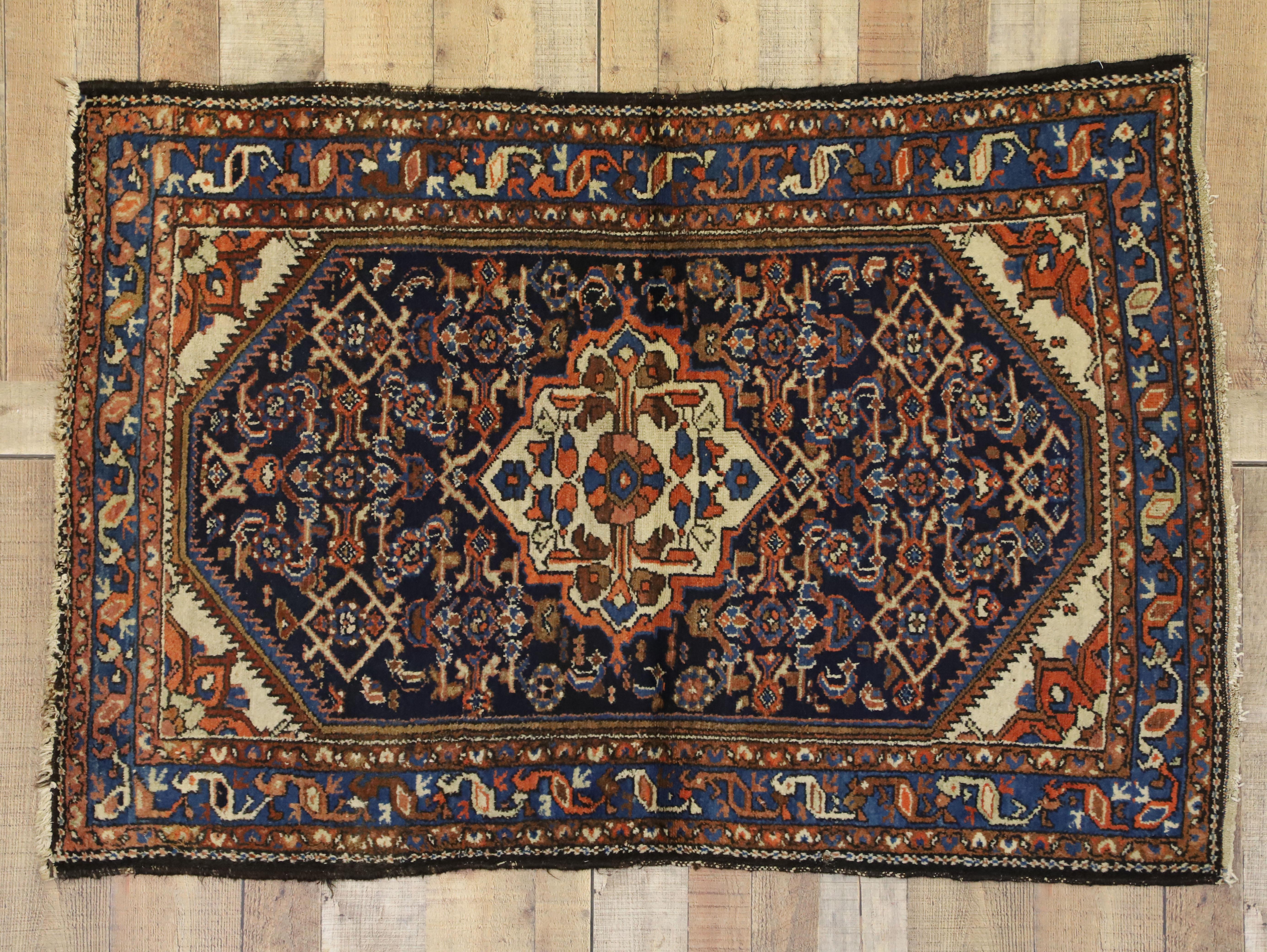 Antique Persian Bakhtiari Rug for Kitchen, Bathroom, Foyer or Entry Rug For Sale 1
