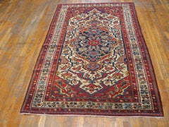 Elegant Ivory Color and Design Medallion Antique Persian Bakhtiari Rug