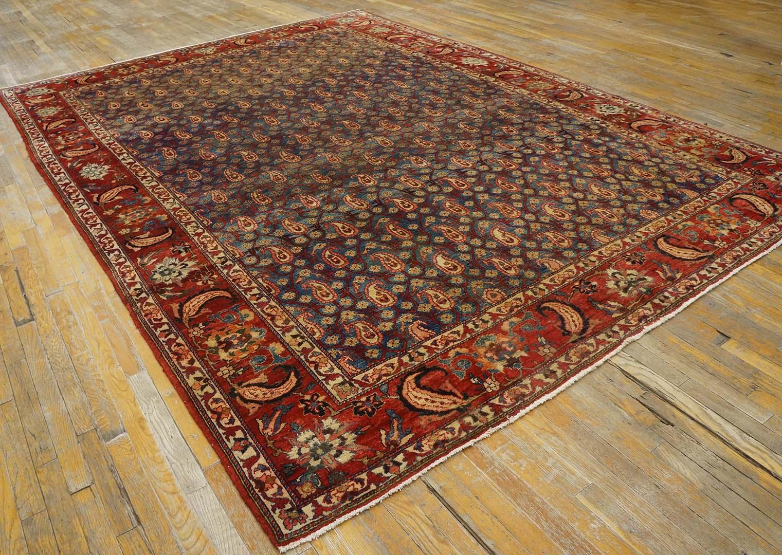 Hand-Knotted 1930s Persian Bakhtiari Paisley Carpet ( 8'8