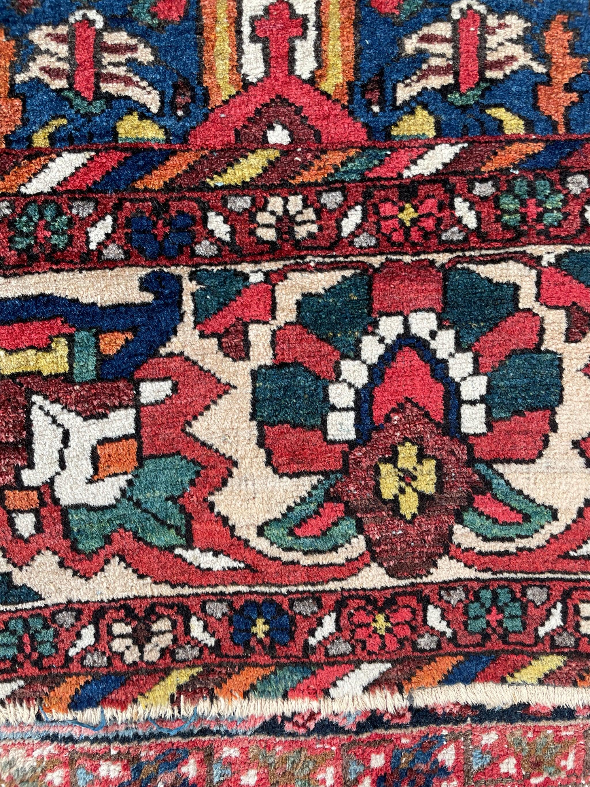 Wool Antique Persian Bakhtiari Rug in Diamond Garden Design, c.1930's For Sale