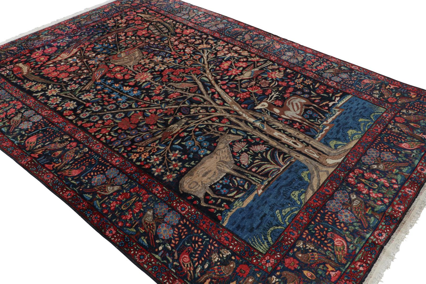 Hand-knotted in wool circa 1920-1930, this 7×11 antique Persian Bakhtiari rug is a rare and exciting new Rug & Kilim curation. 

On the Design:

Admirers of the craft will appreciate this as an extremely collectible piece of folk art for its