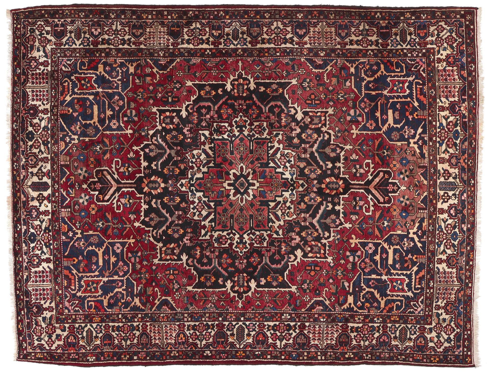Antique Persian Bakhtiari Rug, Ivy League Style Meets Traditional Sensibility For Sale 3