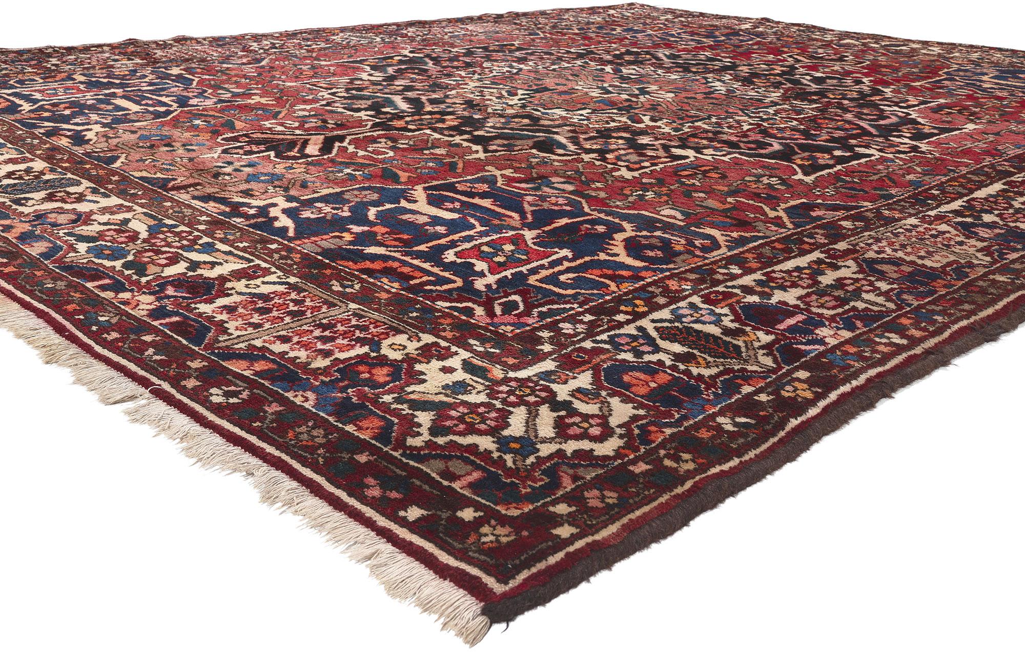 78570 Antique Persian Bakhtiari Rug, 09'10 x 12'10. Bakhtiari rugs are made by the Bakhtiari tribe, who live in the Chahar Mahaal and Bakhtiari provinces of Iran. The Bakhtiari are one of Persia's oldest nomadic tribes and have been weaving rugs for