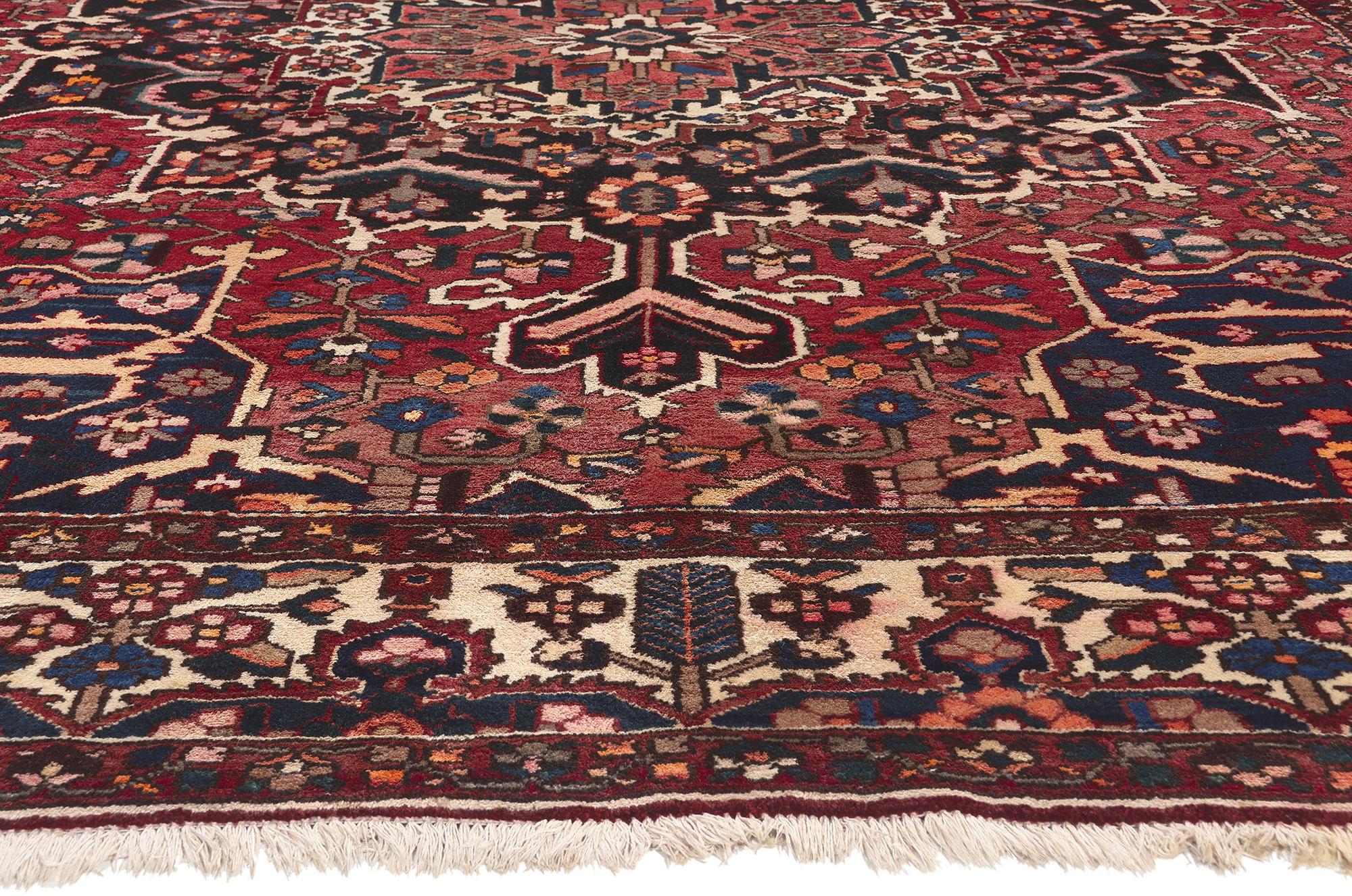 Hand-Knotted Antique Persian Bakhtiari Rug, Ivy League Style Meets Traditional Sensibility For Sale