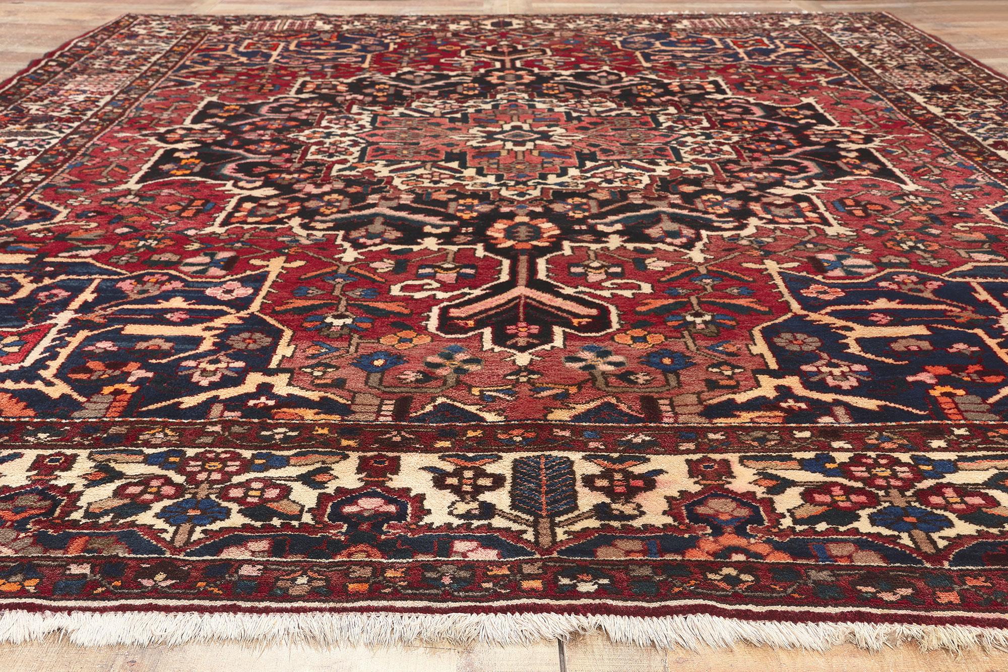 Antique Persian Bakhtiari Rug, Ivy League Style Meets Traditional Sensibility For Sale 1