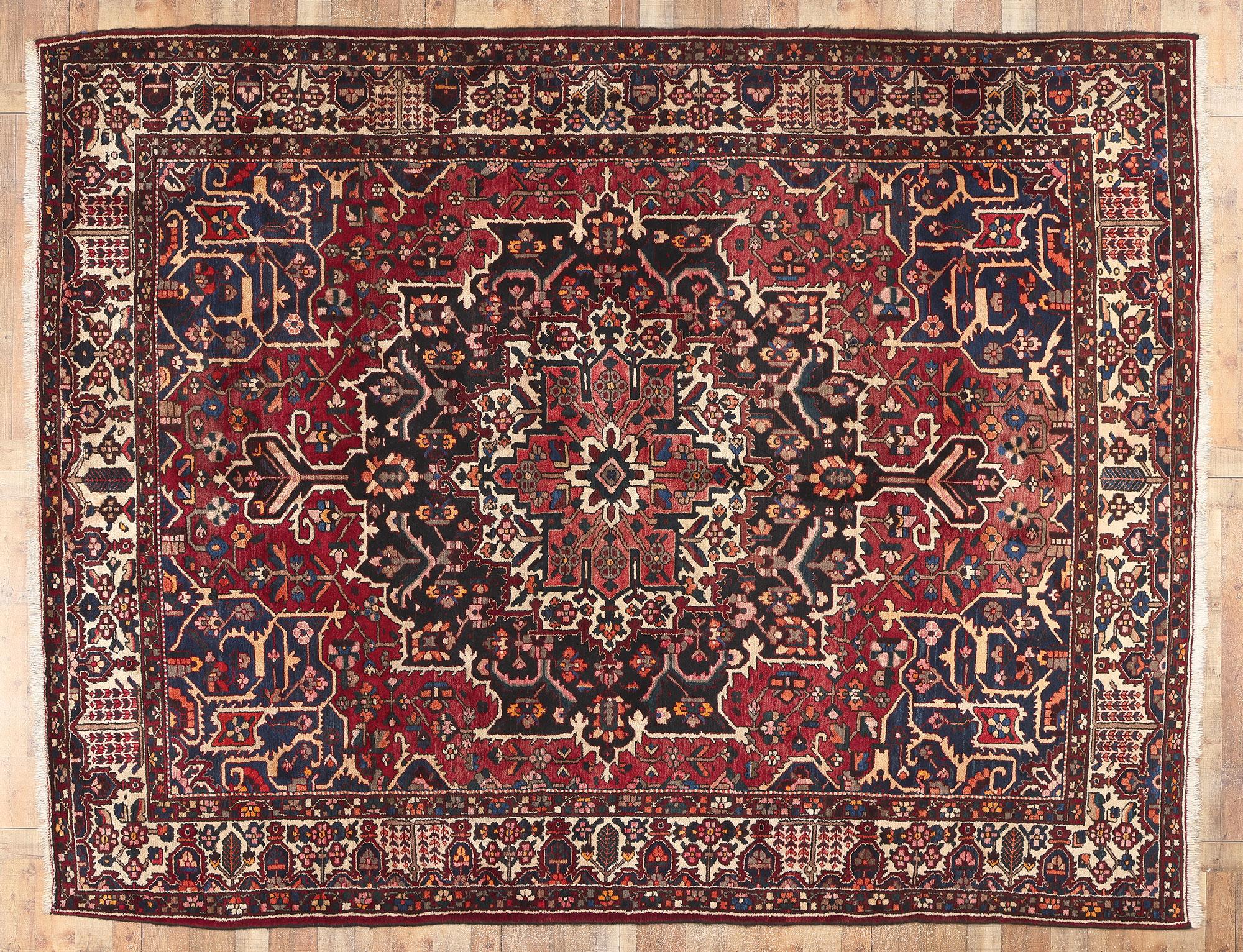 Antique Persian Bakhtiari Rug, Ivy League Style Meets Traditional Sensibility For Sale 2