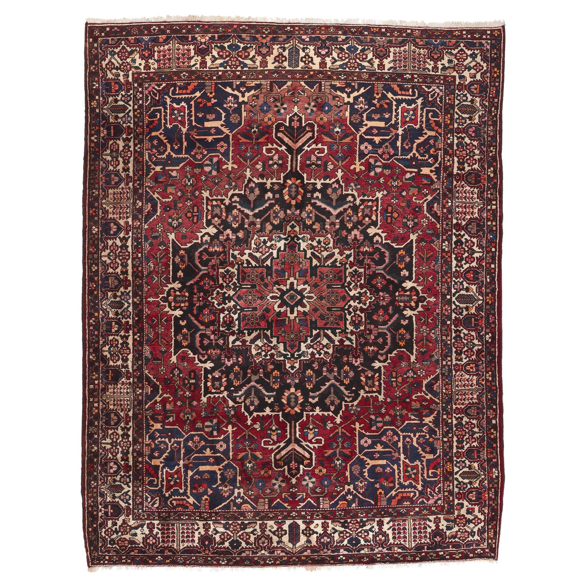 Antique Persian Bakhtiari Rug, Ivy League Style Meets Traditional Sensibility For Sale