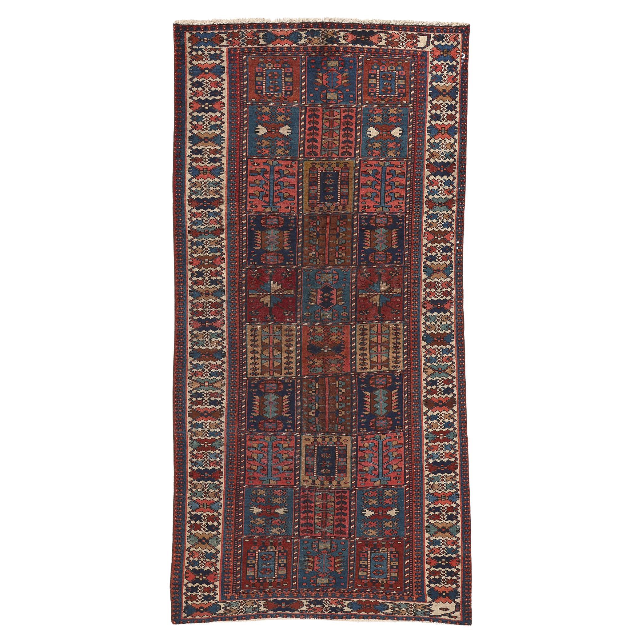 Antique Persian Bakhtiari Rug, Nomadic Charm Meets Biophilic Design