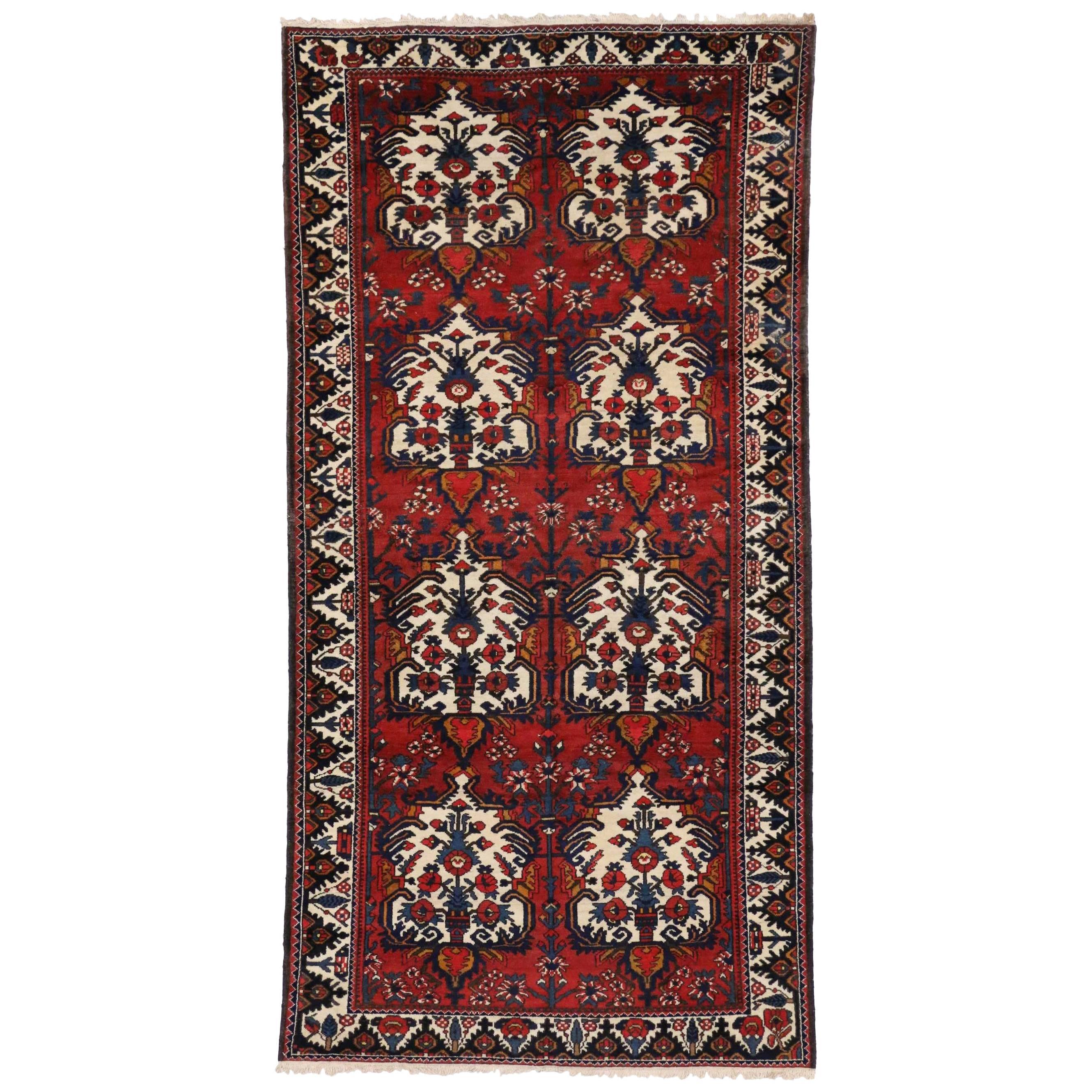 Vintage Persian Bakhtiari Gallery Rug, Wide Hallway Runner For Sale at