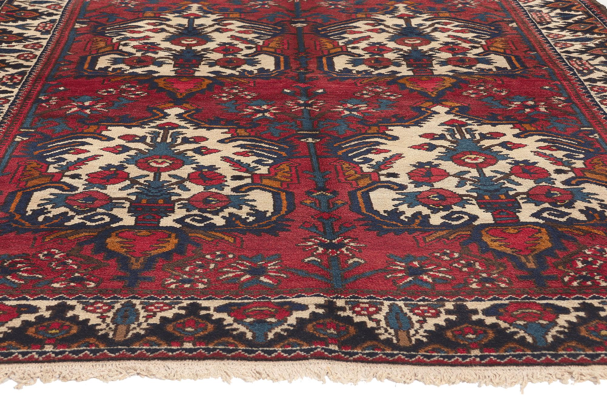 Hand-Knotted Antique Persian Bakhtiari Rug, Timeless Appeal Meets Patriotic Flair For Sale