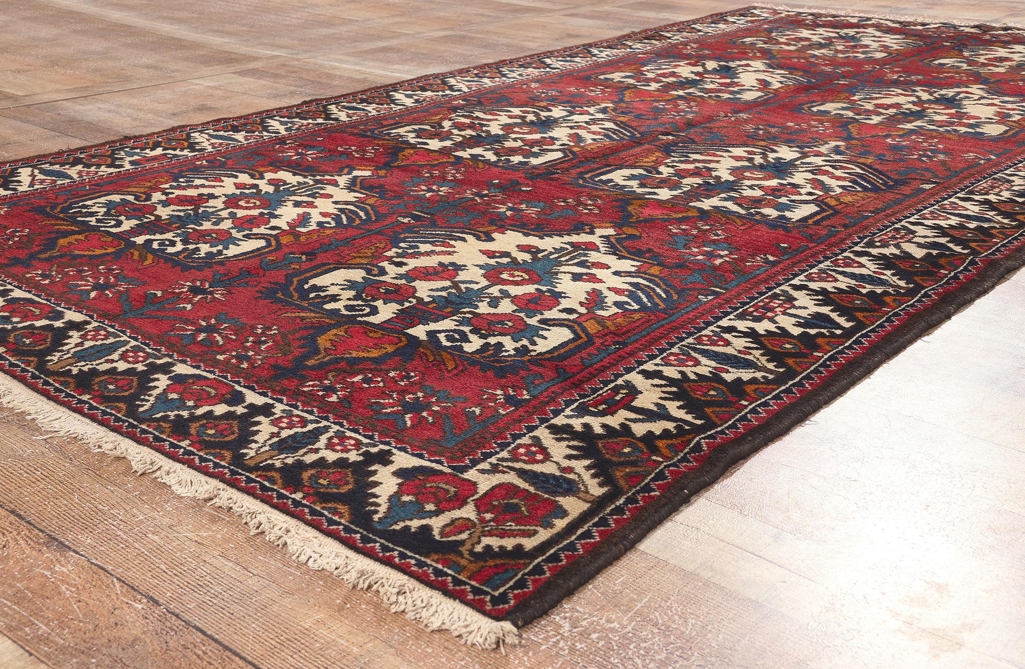 Wool Antique Persian Bakhtiari Rug, Timeless Appeal Meets Patriotic Flair For Sale