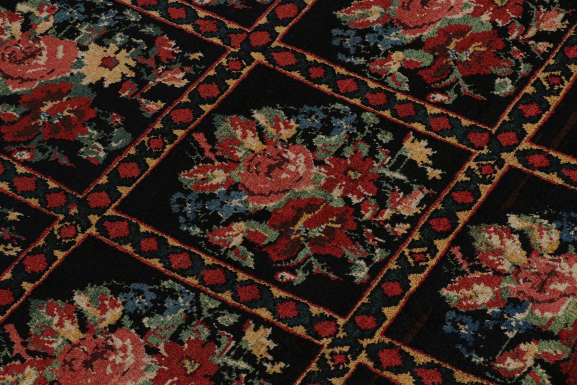 Early 20th Century Antique Persian Bakhtiari Rug with Black, Red and Blue Florals For Sale