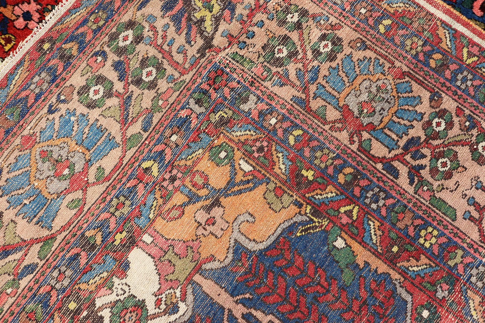 Antique Persian Bakhtiari Rug with Diamond Garden Design in Multicolor For Sale 9