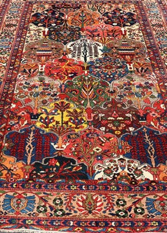 Antique Persian Bakhtiari Rug With Garden Design 7' X 11'6