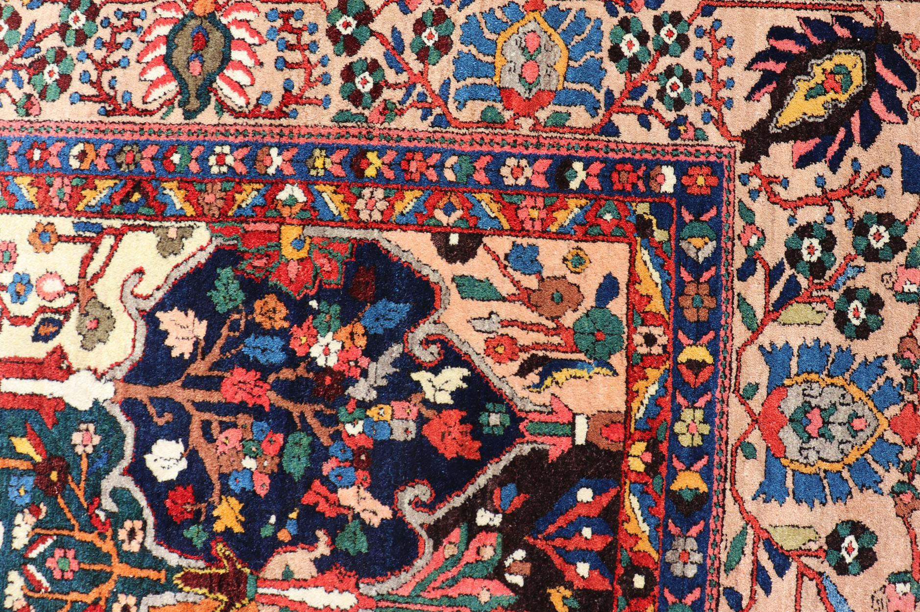 20th Century Antique Persian Bakhtiari Rug with Diamond Garden Design in Multicolor For Sale