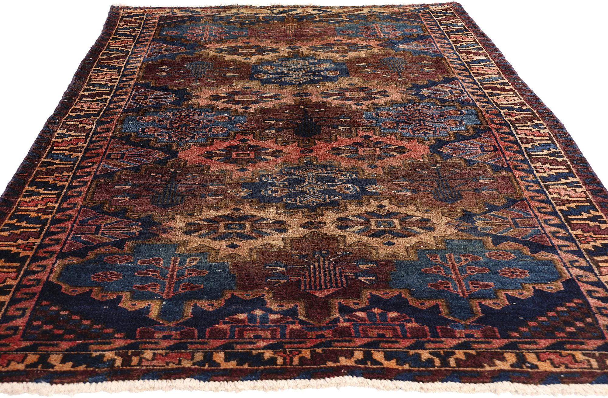 Hand-Knotted Antique Persian Bakhtiari Rug with Early Victorian Style For Sale